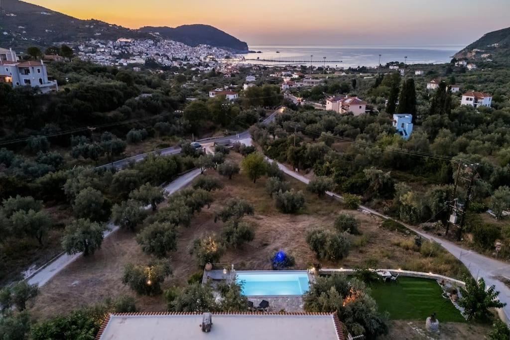 Skopelos Blue Heaven Pool Villa In Olive Grove Exterior foto