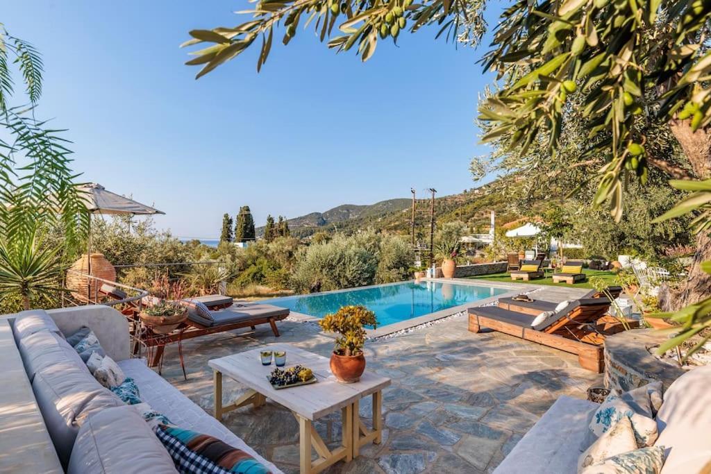 Skopelos Blue Heaven Pool Villa In Olive Grove Exterior foto